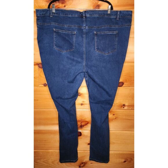 Woman Within High Rise Straight Stretch Blue Jeans Plus Size 30W Tall - Picture 9 of 12